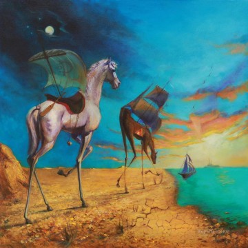  surrealismo Pintura - surrealismo caballo al mar Fantasía